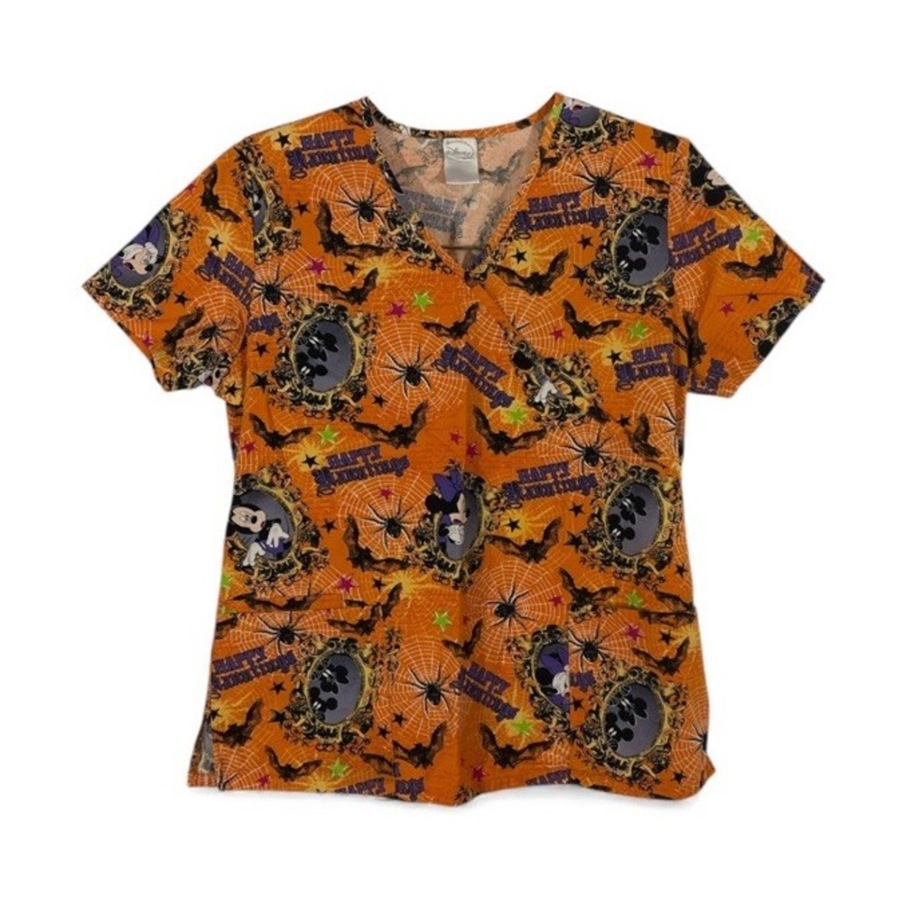 Disney Mickey Mouse Halloween Medical Scrub Top Women's Size MEDIUM